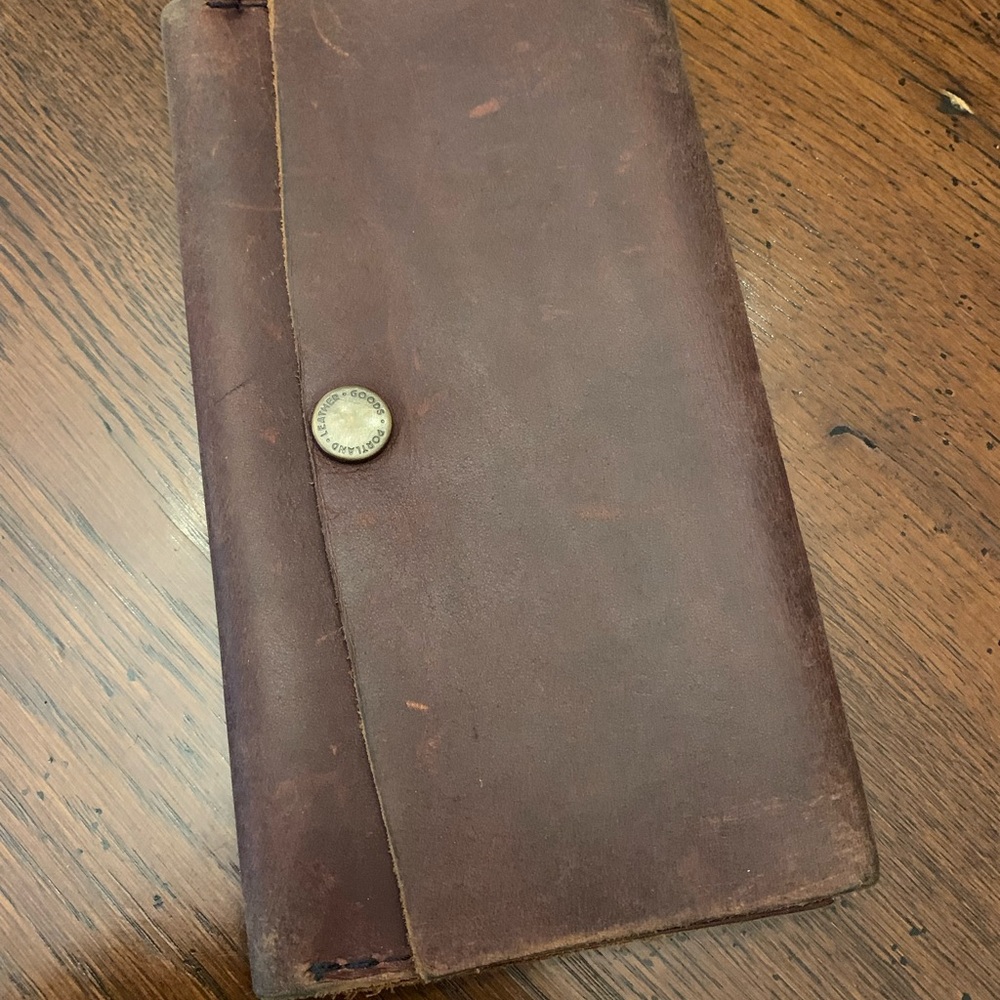 Brown Leather Wallet with Button Closure